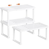 Lifewit Estante Armario Cocina Organizador, Juego de 3 Extensible Estanteria Kitchen Encimera, Plásticos Balda Almacenaje y Despensa, Prateleiras Arrumação Cozinha para Spice, Blanco