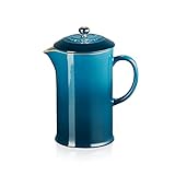 Le Creuset Cafetera de prensa de cerámica de gres, 1 L, Deep Teal, 60706086420003