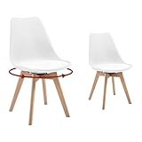 WOLTU Juego de 2 Sillas Comedor, Sillas Cocina Giratorias, Silla Comedor Cuero Sintético, Silla Vintage de Patas Madera Maciza, para Salon, Dormitorio, Cocina y Comedor, 150kg,Blanco,EZS76ws-2