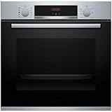 Bosch Serie 4 HRA512ES0 Horno Multifunción con vapor añadido, A, Encastrable, 60 cm, 71 l, 7 F, Asistente de limpieza, Ap. Abatible, Limpieza hidrolítica, Cristal negro/inox