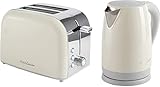 MakeCuisine Pack Vintage/Tostadora Retro 2 Ranuras Anchas/Cancelar, Recalentar, Descongelar/900W + Hervidor Retro 1.7 L/Paro Automático/2200W/Color Soft Cream