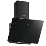COMFEE' ANGJ64B-60 Campana Extractora Inclinada, 400m³/h, 60cm en Vidrio Templado, 3 Niveles de Velocidad, Pantalla Táctil LED, Recirculación Interna o Canalización, 60cm, Negro
