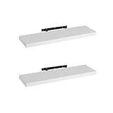 LOLAhome Set de 2 estantes de Pared flotantes de MDF Blanco Decorativo,Balda de Pared, De 23x80 cm para Salón, Cocina, Oficina, Dormitorio,Resistente