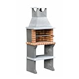MOVELAR - Barbacoa de Obra Prefabricada de Leña y Carbón Modelo Luna XL (Gris, Naranja - 73 x 47 x 190 cm) REF: 3540 - Cocina de Exterior Compacta para Jardín, Terraza o Patio