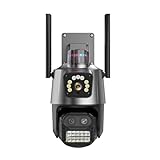 Fuhjythy CáMara PTZ para Exteriores 9MP 4K HD Zoom HíBrido 8X Lente Triple Pantalla Dual WiFi CáMara IP Alarma Vigilancia CCTV Enchufe Europeo