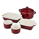 Barbary & Oak BO875000RED - Juego de horno de cerámica con interior de esmalte suave y asas de fácil agarre, color rojo burdeos