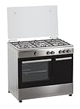 Corberó CCSF5GB922X 80x90x60, 60L, Gas Butano, Inox, 5 Fuegos, Wok a la Izquierda, Portabombona, Cajón Calientaplatos, Tapa fogones de cristal, Bandeja y Parrilla Extra Thick Mate