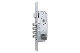 Tesa Assa Abloy Cerradura de seguridad monopunto R100B de 4 bulones de cierre y picaporte, cilindro T60 de 60mm, entrada de 60mm, escudo E300L, acabado acero cromado