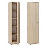 Armario Armario Multiusos en Sonoma 40cm Ancho 180cm Alto con Cuatro estantes archivador Estrecho Organizador Armario de Madera MDF