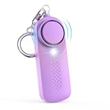 Qoosea Alarma Personal Femenina Safesound Personal Security Alarma 130DB Alarma de Seguridad con Luz LED Aprobada por la Policía Llavero Alarma para Niños, Mujeres y Estudiantes Mayores(Morado)