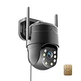 KKB Camara de Vigilancia 4G LTE con Tarjeta SIM y Grabación 24/7, Sin WiFi, Cámara de Seguridad Exterior con Cable, Detección IA, Visión Nocturna 2K, PTZ 360° y Audio Bidireccional, IP65
