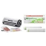 FoodSaver Envasadora al Vacío con un Cutter Incorporado + Foodsaver Bolsas de Envasado al Vacío Reutilizables, 5 Rollos, 36 Bolsas