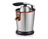 HAEGER PRO JUICE - Exprimidor de Cítricos 160W, cuerpo y brazo en inox, sistema anti-goteo, colador de pulpa en inox, 2 conos de presión