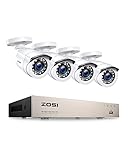 ZOSI 1080p CCTV Kit Cámaras de Vigilancia Exterior 8CH 5MP Lite Grabador DVR con (4) 2MP Cámara de Seguridad, Visión Nocturna, Acceso Remoto, sin Disco Duro