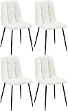 CLP Set de 4 sillas de Comedor Antibes en Polipiel I Juego de 4 butacas Modernas para salón con Base metálica de 4 Patas, Color:Blanco