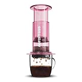 AeroPress Clear Rosa Cafetera de Viaje – Método 3 en 1 combina prensa francesa y espresso – Café sin amargor ni residuos – Pequeña cafetera portátil para camping y viaje, Rosa