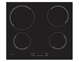 Candy Idea CH64CCB 4U2 Placa Vitrocerámica 4 Fuegos, 60CM, 10 Niveles de Potencia, 6,5KW, Mandos Centrales, Indicador de Calor, Bloqueo de Seguridad, Alerta Sobrecalentamiento y Derrames, Negro