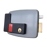 Motic 2034D Cerradura Eléctrica de Seguridad con pulsador para Puertas Exteriores y Garajes - Cierre Automático, posibilidad de conectar apertura con mando o movil, Galvanizada y Blindada MANO DERECHA