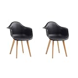 DEYARNA HOME Juego de 2 Sillas de Comedor Modernas, Sillones de Plástico Moldeado para Salón, Dormitorio, Cocina, Comedor, Sala de Espera (Negro)