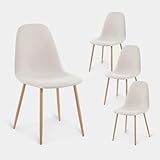 KLAST Pack 4 sillas de Comedor tapizadas en Polipiel Beige con Pata Natural