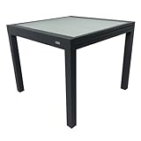 MOMMAHOME® Mesa Extensible Jardin Aluminio y Cristal Templado Mesa Comedor Cuadrada Extensible de Exterior Al Aire Libre 4-6 Personas Medidas 90/180x90x74H cm (Gray)