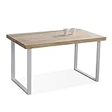 Adec Group duehome | Natural, Mesa Fija de Comedor, Mesa Salon o Cocina, Color Roble Salvaje y Blanco, Medidas: 140 cm (Largo) x 80 cm (Ancho) x 76,5 cm (Alto)