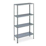 Relaxdays 10034151 Estantería Metal Galvanizado, 145x75,5x30 cm, 4 Baldas, hasta 160kg, Montaje Pernos, Acero, Sótano, Plateado