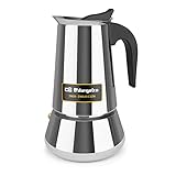 Orbegozo KFI 960 - Cafetera Italiana, 9 Tazas, Asa, Válvula de Seguridad, Acero Inoxidable