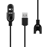 Simpeak 2 Piezas Cargador USB Compatible con Xiaomi Mi Band 3, Cargador Soporte Compatible con Xiaomi Mi Band 3 Repuesto Cable de Carga - Negro