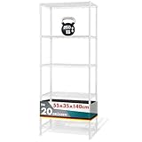 casa pura Rocky - Estantería de metal para baño, cocina, oficina, almacén, sótano (5 estantes, 55 x 35 x 140 cm), color blanco