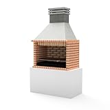 MOVELAR - Paellero Barbacoa de Obra Calpe Plus Volante – Para Carbón y Leña, Gran Capacidad y Alto Rendimiento para Exterior (120 x 70 x 175 cm)