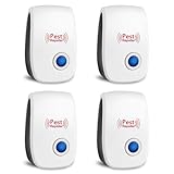 Electrónico Repelente Mosquitos, 4 Pack Ahuyentador de Ratas, Repelente Ultrasónico de Plagas, Repelente Ultrasónico Ratas, Ahuyentador de Ratones Ultrasonidos para Mosquitos, Moscas, Arañas, Insectos