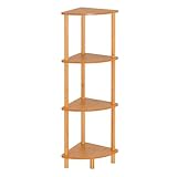 LOLAhome Estantería rinconera 4 estantes de bambú Natural de 30x115 cm