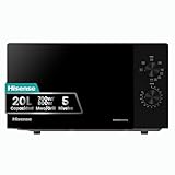 Hisense H20MOBP1G - Microondas con Grill 20 L, 700 W de Potencia, 1000W Grill, Revestimiento Cerámico, Cristal Premium, 5 Niveles, Fácil Limpieza, Temporizador cocción, Negro