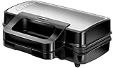 MPM MOP-43M Sandwichera Doble 3 en 1, Placas Intercambiables, Sandwich Tostadora, Gofrera Gofres Belgas, Grill Plancha para Carne y Pescados, Regulador Temperatura Automático, 1000W