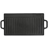 BBQ-Toro Plancha Rectangular de Hierro Fundido con Asas | 40 x 20,5 cm | Placa Reversible, Uso por Ambos Lados | Universal y Maciza | Plancha para Barbacoa de Carbón y Gas, Accesorio para Barbacoa