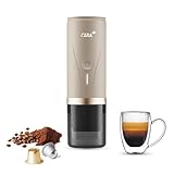 CERA+ Máquina de Espresso Eléctrica Portátil Auto-calentamiento en 3-4 Minutos, Cafetera Mini de 20 Bares con Batería Recargable. Compatible con Cápsulas NS y Café Molido, Crema