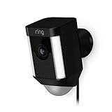 Ring Spotlight Cam Wired de Amazon | Cámara de seguridad HD con foco LED, alarma, comunicación bidireccional, enchufe UE | Prueba de 30 días gratis del plan Ring Protect