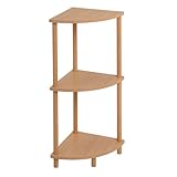 LOLAhome Estantería rinconera con 3 estantes de Metal y MDF Color Natural de 30x76 cm