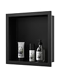 Neodrain Nicho de pared ducha de acero inoxidable nicho de ducha empotrado negro estante individual almacenamiento para baño, 30 x 30 x 10 cm