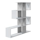 Estantería y Librería Salón Comedor Estilo Zig Zag Color Blanco y Gris Cemento 145x145x28 cm