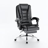 naspaluro Silla de Oficina, Silla de Escritorio con Reposapiés, Respaldo Alto, Función de Inclinación, Silla Reclinable Ergonómico de Altura Ajustable, Silla de Ordenador, Negro