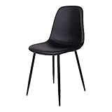 Selsey Iger – Silla de Comedor tapizada con Piel sintética en Negro y Patas de Acero, Asiento 47 x 39 cm