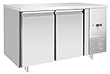 METRO Professional mesa refrigerada GCC2100, de acero inoxidable con 2 puertas, 215L, 250W, para contenedores GN 1/1, rango de temperatura -2°C - +8°C con 6 estantes para gastronomía, restaurante