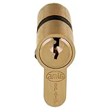 Amig - Cilindro de seguridad | Cerradura para puertas | Leva de 15 mm | Incluye 3 llaves | Latón mate | Medidas: 54 (27-27 mm)