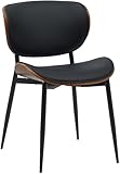 CLP Silla Enid con Respaldo y tapizado I Sillón con Revestimiento de Polipiel o Tela I Cómoda Silla de Comedor, Color:Nuez/Negro, Material:Cuero Sintetico