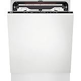 AEG FSE74718P Lavavajillas Integrable de 60 cm, 15 Cubiertos, Tecnología AirDry, Desconexión Automática, Display QuickSelect, 7 Programas, Bandeja Cubiertos, Inverter, 42 dBa, Blanco, Clase C