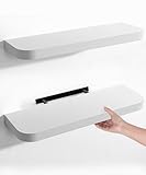 Gronda Baldas Flotantes Blanco, Set de 2, Diseño Moderno con Bordes Curvados, Baldas Pared para Decoración y Almacenamiento en Baño, Cocina, Sala, Dormitorio u Oficina - Baldas de Pared 60CM