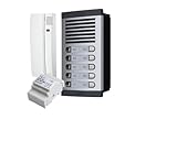 Kit de Portero Automático - 2 Hilos,facil instalación, para comunidades 10 viviendas Completo, Placa de Calle, Caja, alimentador DIN 12Vac/1A y 10 teléfonillos