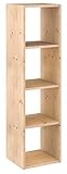 Astigarraga Kit Line Estantería Modular 4 Cubos Dinamic, Madera Maciza Pino - 140x36,2x33 cm